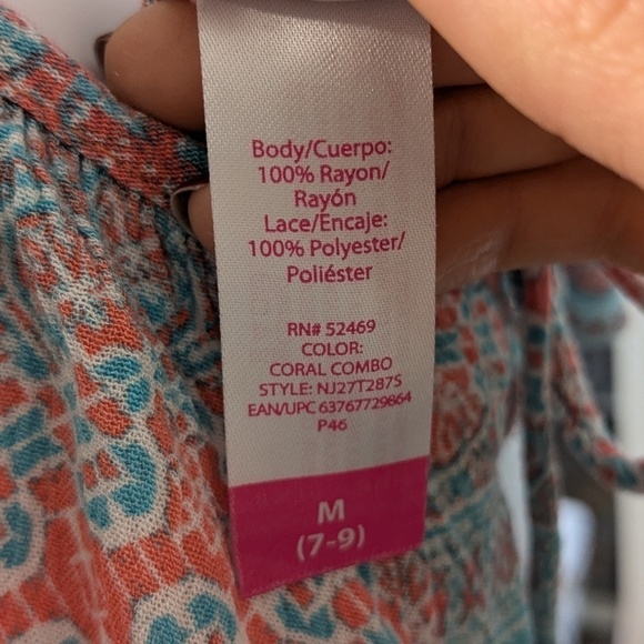 No Boundaries  Blue and Pink Shirt Sleeve Peasant Blouse Size 7/9 - Picture 4 of 4